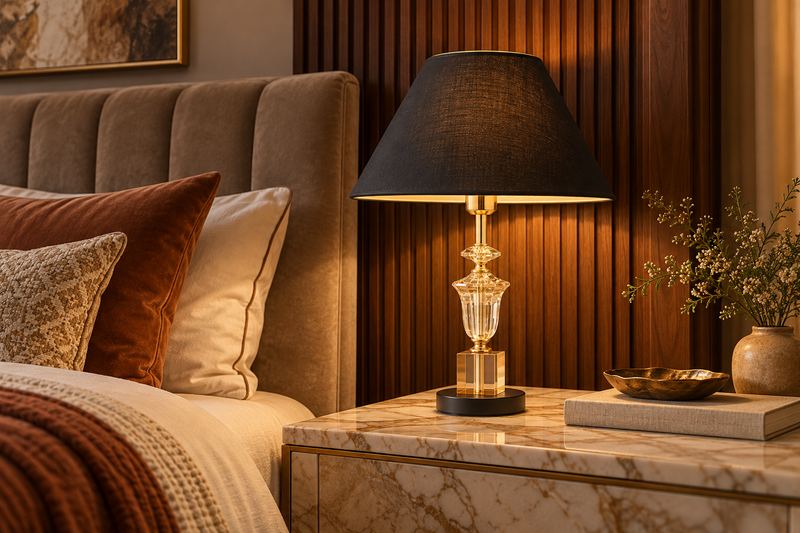 How to Style a Table Lamp on a Bedside Table or Console