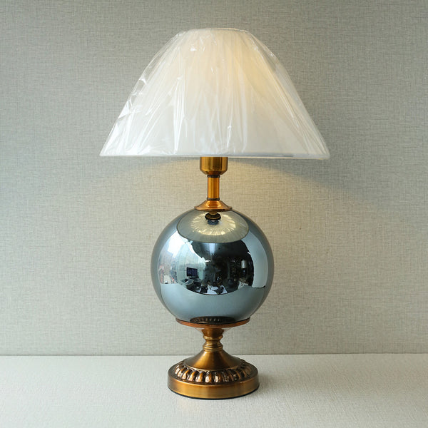 Black Glass Round Shape Table Lamp (Pair) for bedrooms