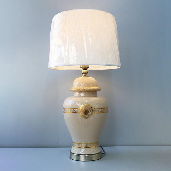 Glass Model 222X288m Printed Face Beige Table Lamps (Pair) for bedrooms