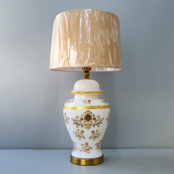 Glass Model 222X288m Printed Flower White Table Lamps (Pair) for bedrooms