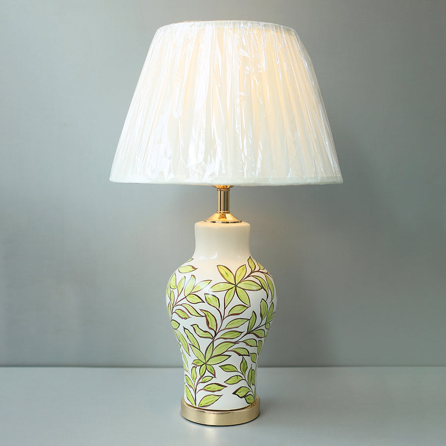 Ceramic Raim Handmade Medium Green Leaf Table Lamps (Pair) for bedrooms
