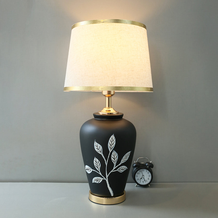 Ceramic Matt Black White Floral Table Lamps (Pair) for bedrooms
