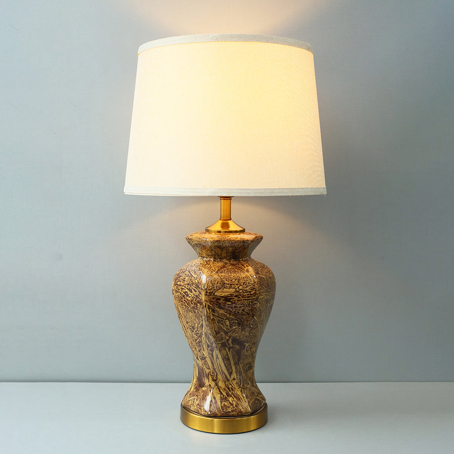 Ceramic Twister Brown Texture Bedside Table Lamps (Pair) for bedrooms