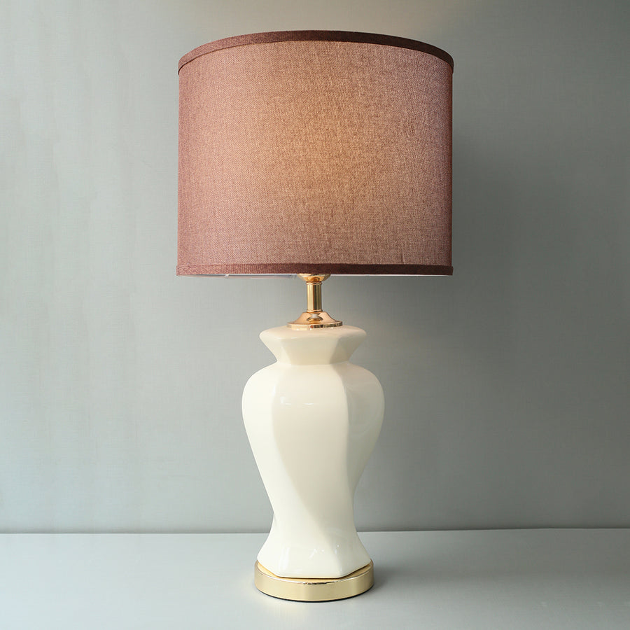Ceramic Twister Off White Bedside Table Lamps(Pair) for bedrooms