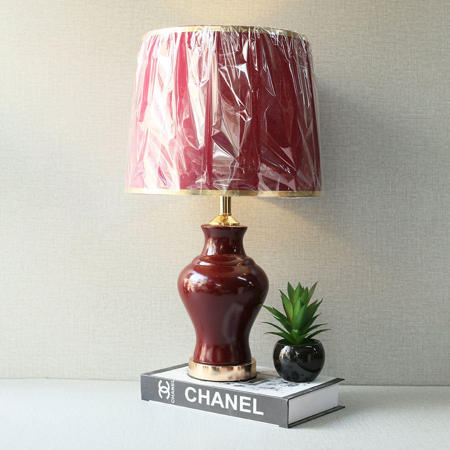 Ceramic GN Raim Small Burgundy Table Lamp (Pair) for bedrooms