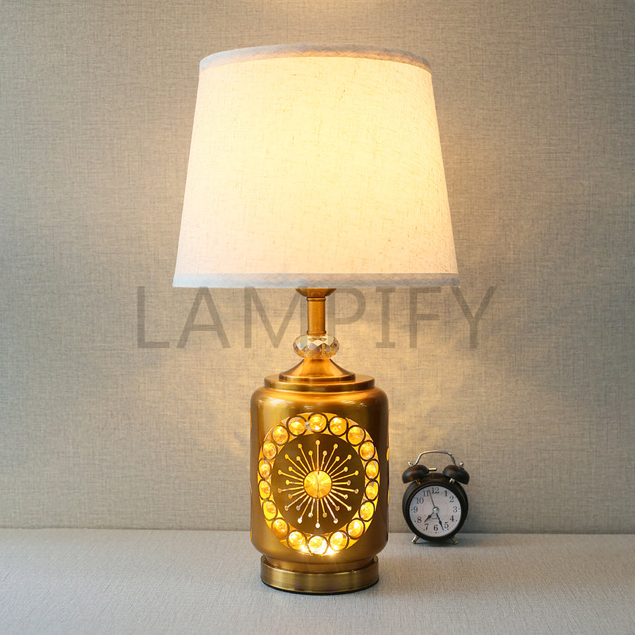 Metal Model 190140 Beads Golden Table lamps (Pair) for bedrooms
