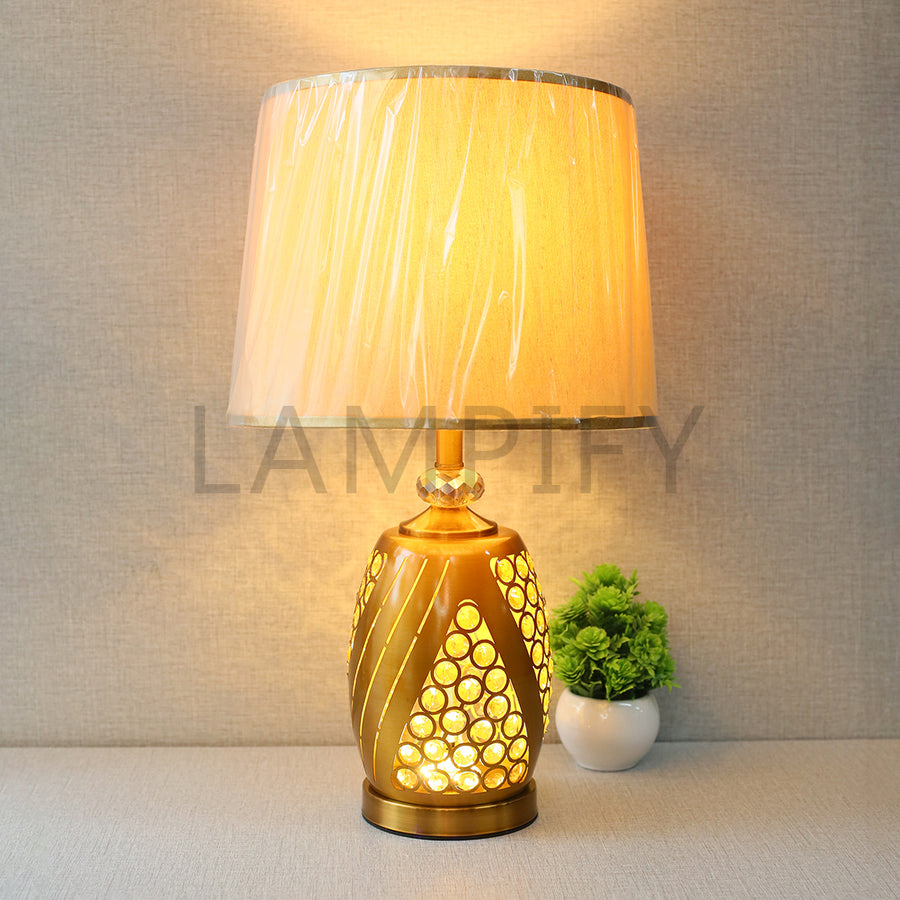 Metal Model 190132 Beads golden Table lamps (Pair) for bedrooms