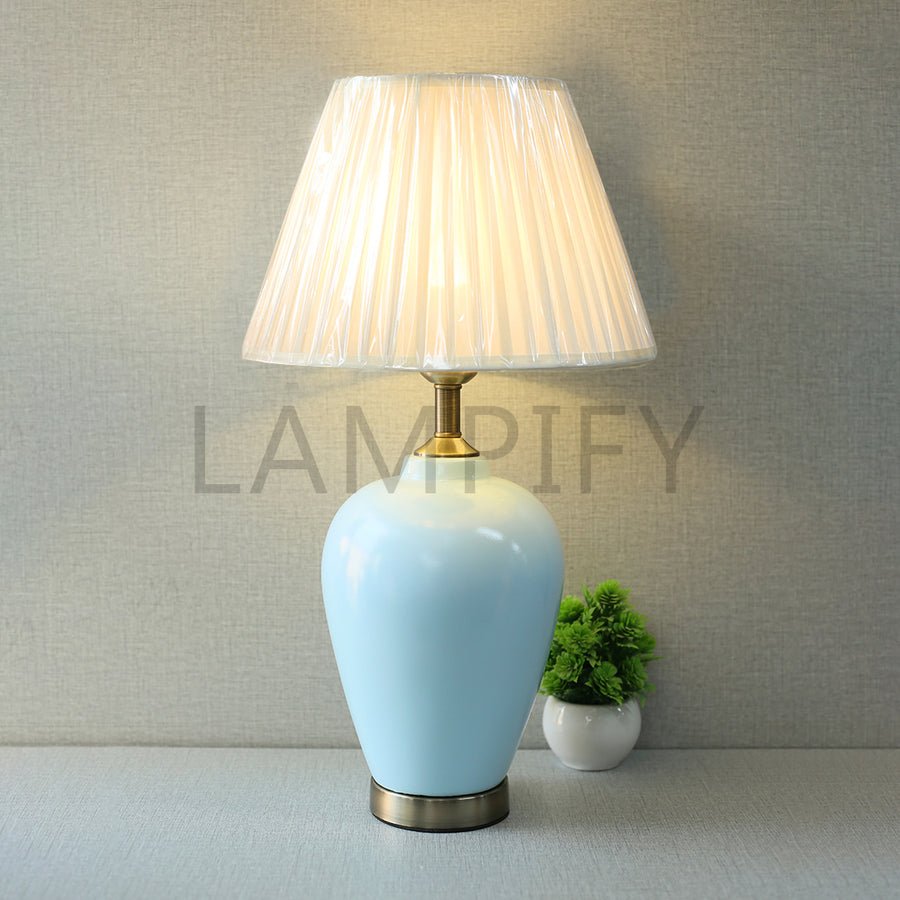 Ceramic Karc Pastel Blue Jar (Pair) Table Lamp for bedrooms