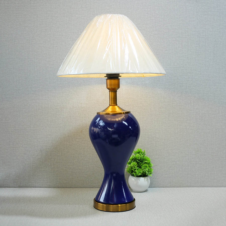 Ceramic U.Surahi Royal Blue Table lamps (Pair) for bedrooms