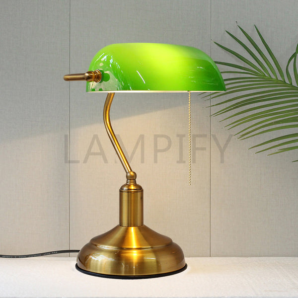 Green Glass Banker Study Lamp(Each) for bedrooms