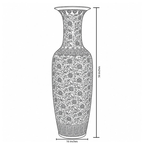 Porcelain Blue Pottery Floor Vase 03 (Each) Delivery Only For LHR,ISB for living rooms