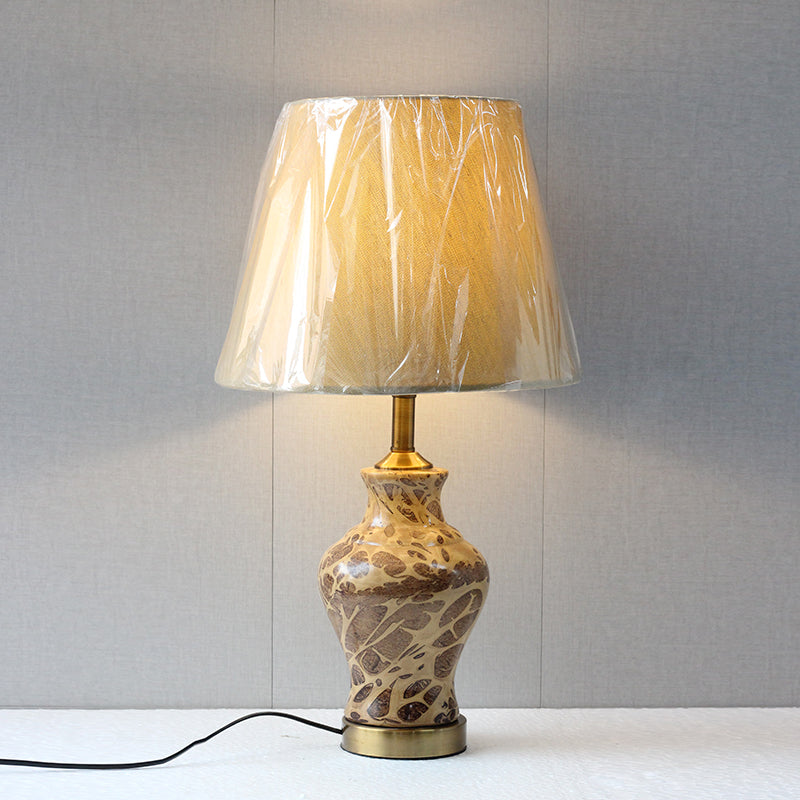 Ceramic GN Raim Brown Texture Small Table lamps (Pair) for bedrooms