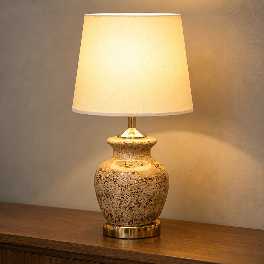 Ceramic HP Surahi Brown Medium Lamps(Pair)