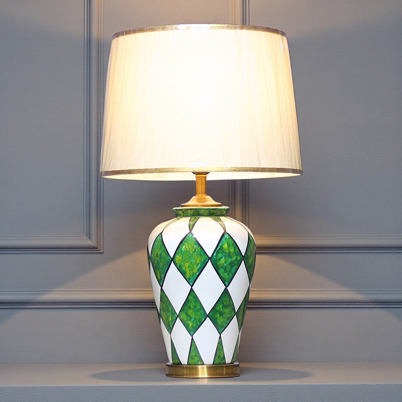 Ceramic HP Green and White Table Lamps(Pair) for bedrooms