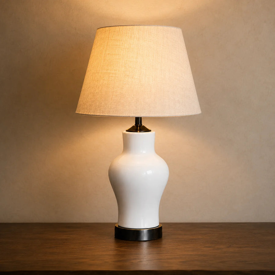 Ceramic Reaim White Small Lamps(Pair)