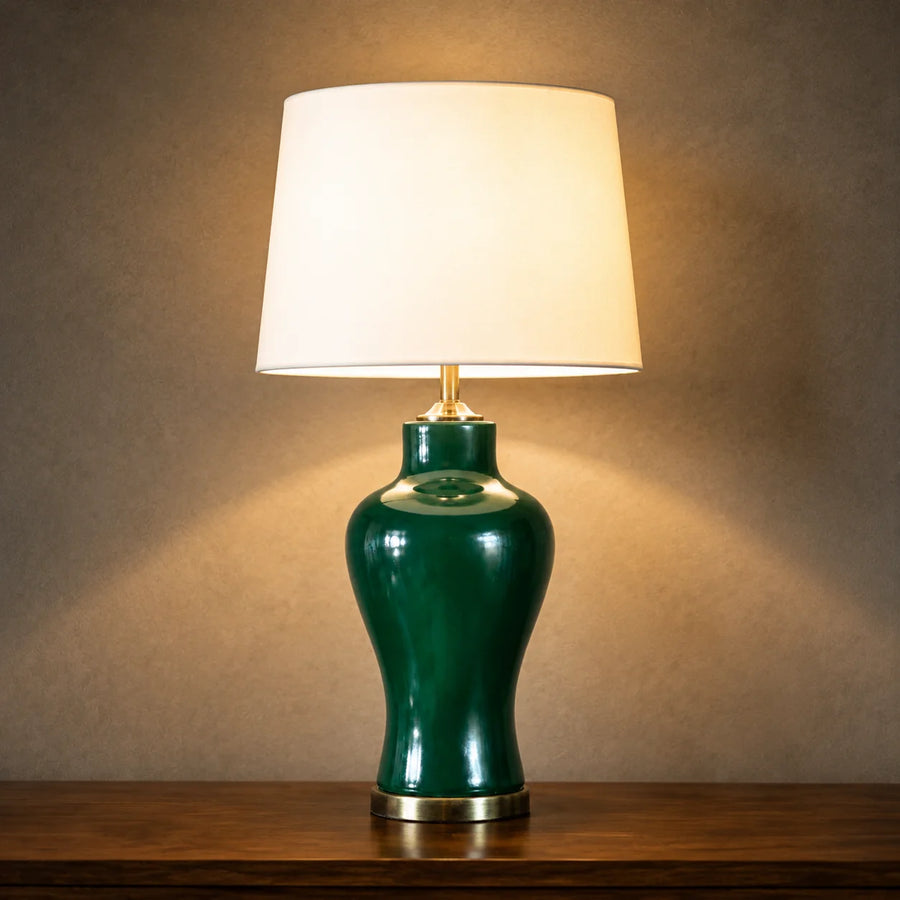Ceramic Raim Bottle Green Lounge Lamp(Pair)