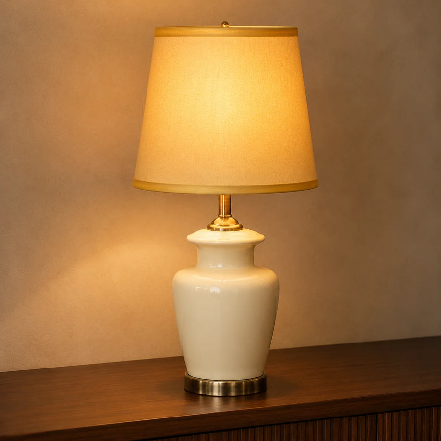 Ceramic Wain Off White Medium Lamps(Pair)