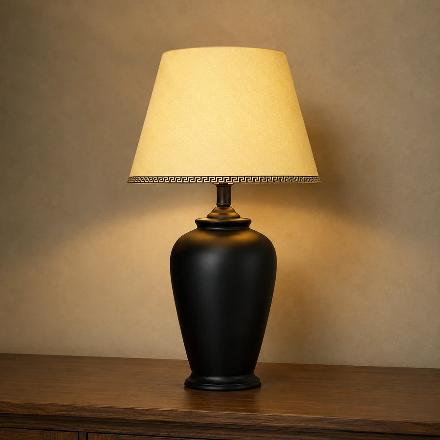 Ceramic Jar Black Medium Lamps(Pair)