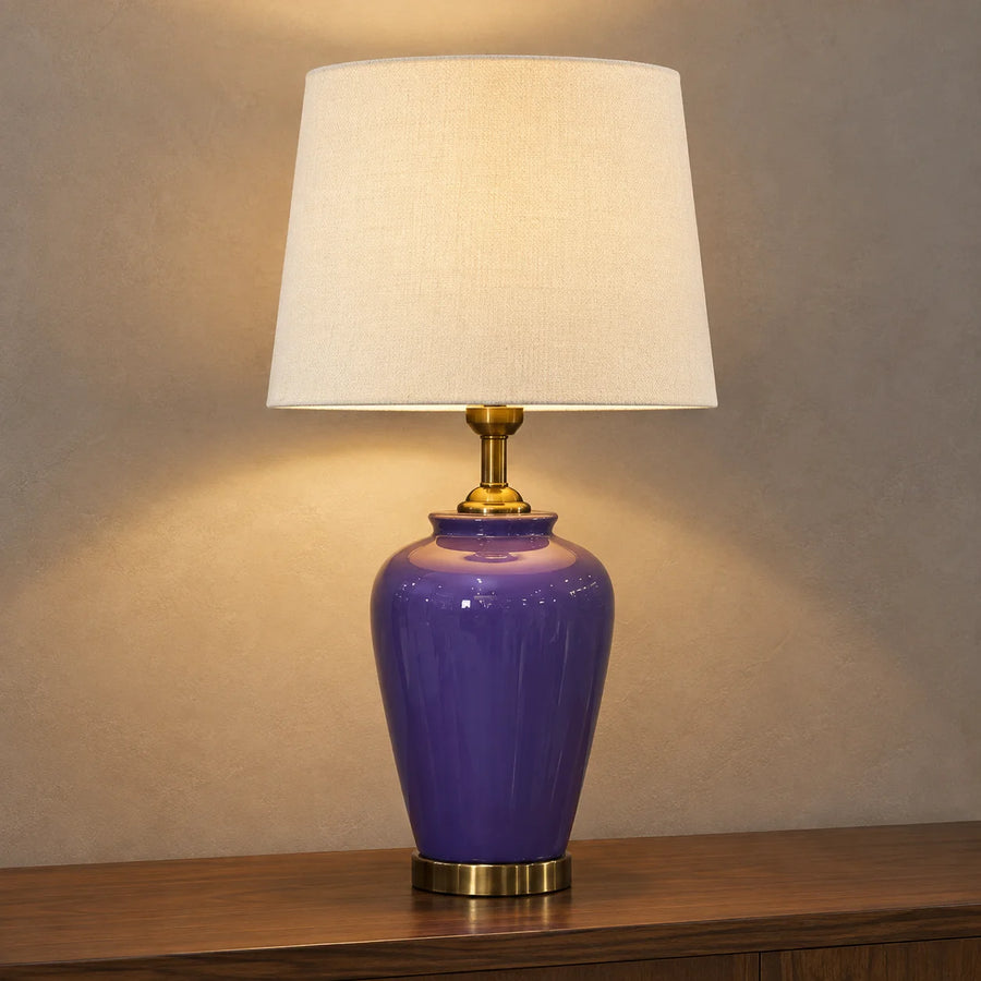 Ceramic Jar Purple Medium Lamps (Pair)