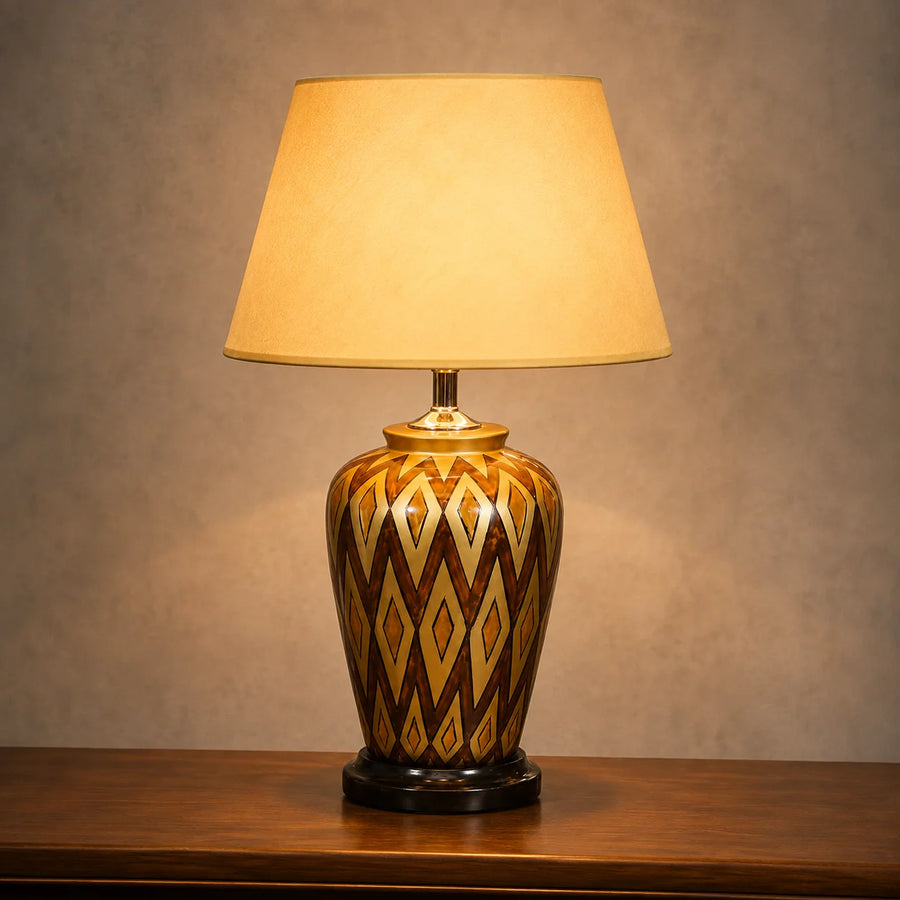 Ceramic HP Golden Medium Table Lamps(Pair)