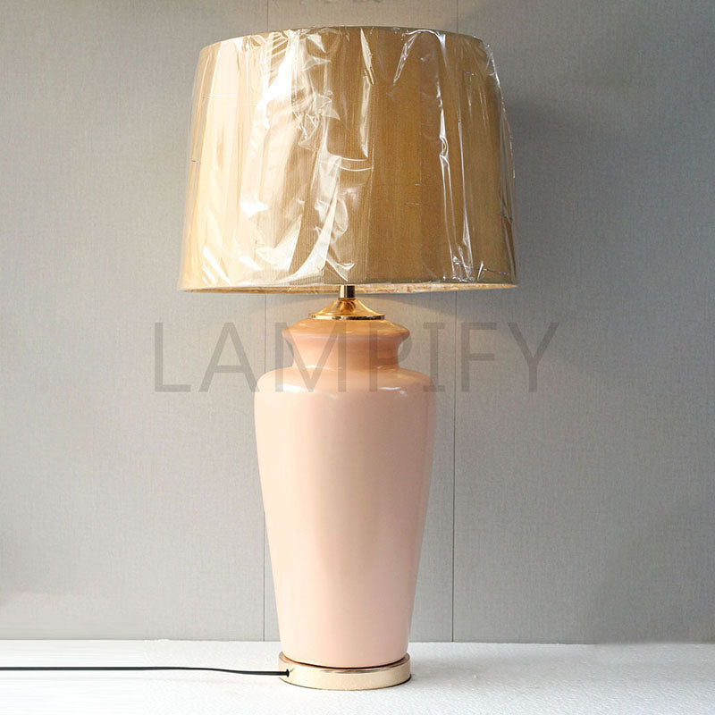 Ceramic Wain Pink Color Lounge Lamp (Pair) for bedrooms