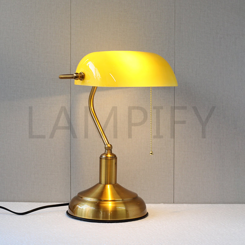 Yellow Glass Banker Study Lamp (Each) for bedrooms