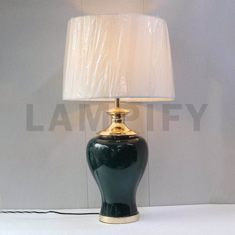 Ceramic Model 18505 Bottle Green large Table Lamp (Pair) for bedrooms