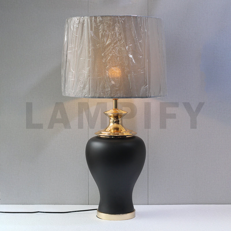 Ceramic Model 18505 Mat Black large Table Lamp (Pair) for bedrooms