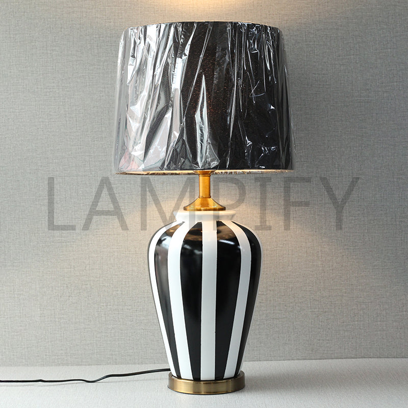 Ceramic Zebra Black&White Hand painted Table Lamps (Pair) for bedrooms