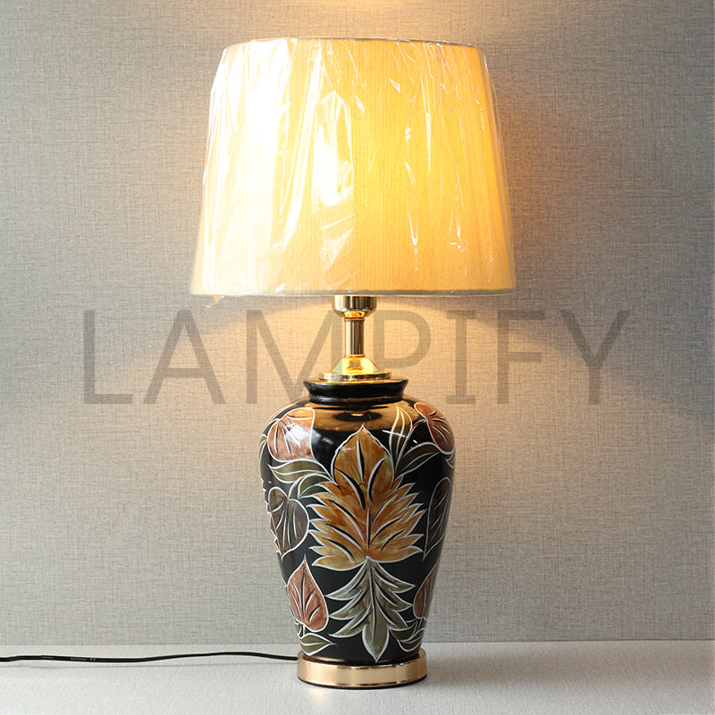 Ceramic Hand painted Leaves Table Lamps (Pair) for bedrooms