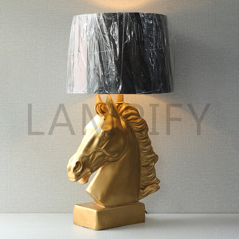 Resin Horse Medium Golden Table Lamp (Pair) for bedrooms