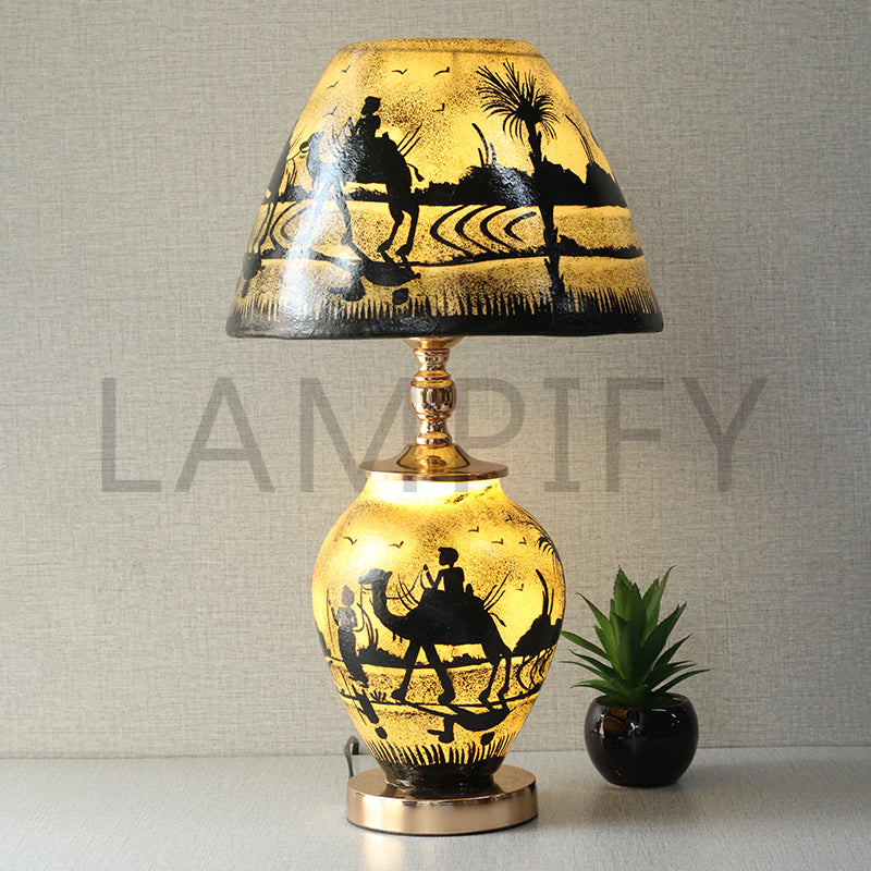 Desert Camel Skin Base & Shade Table Lamp (Pair) for bedrooms