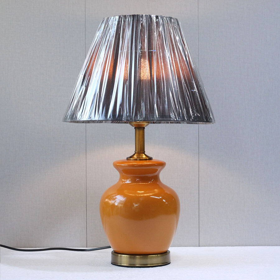 Ceramic Surahi Orange Small Lamps(Pair) for bedrooms