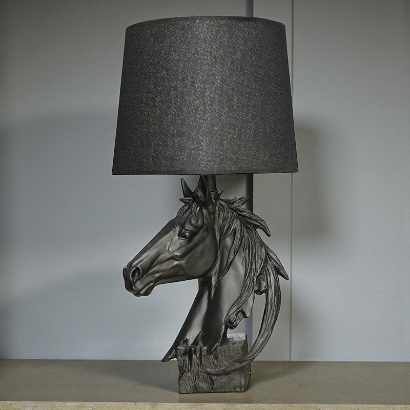 Stallion Resin Black Horse Statue Table Lamps(Pair) for bedrooms