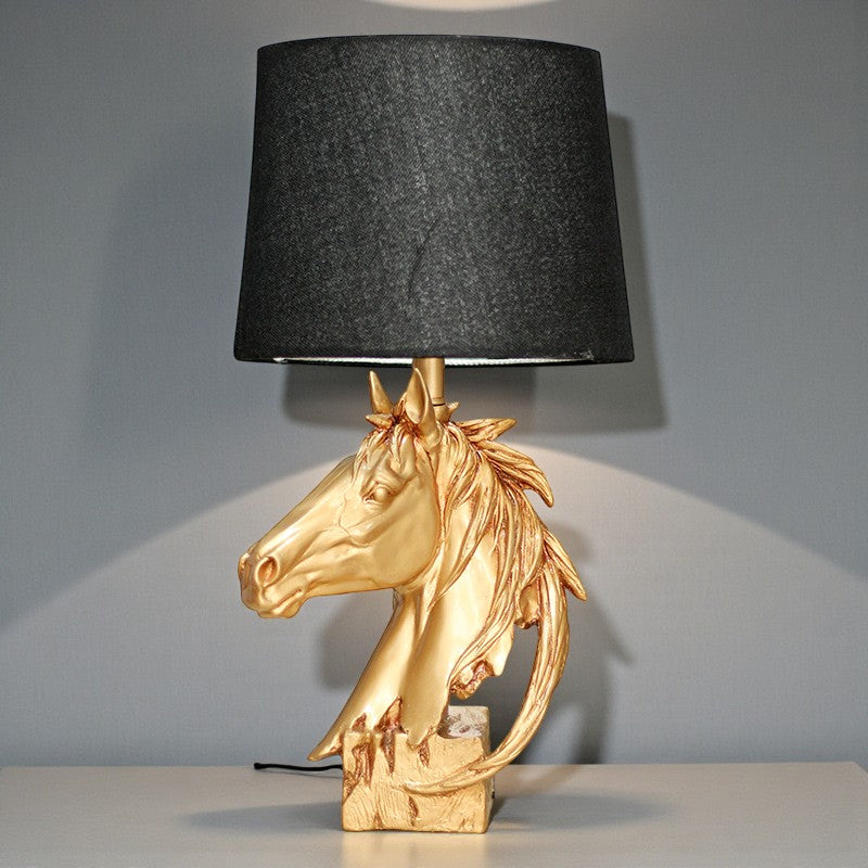 Stallion Resin Golden Horse Statue Table Lamps(Pair) for bedrooms