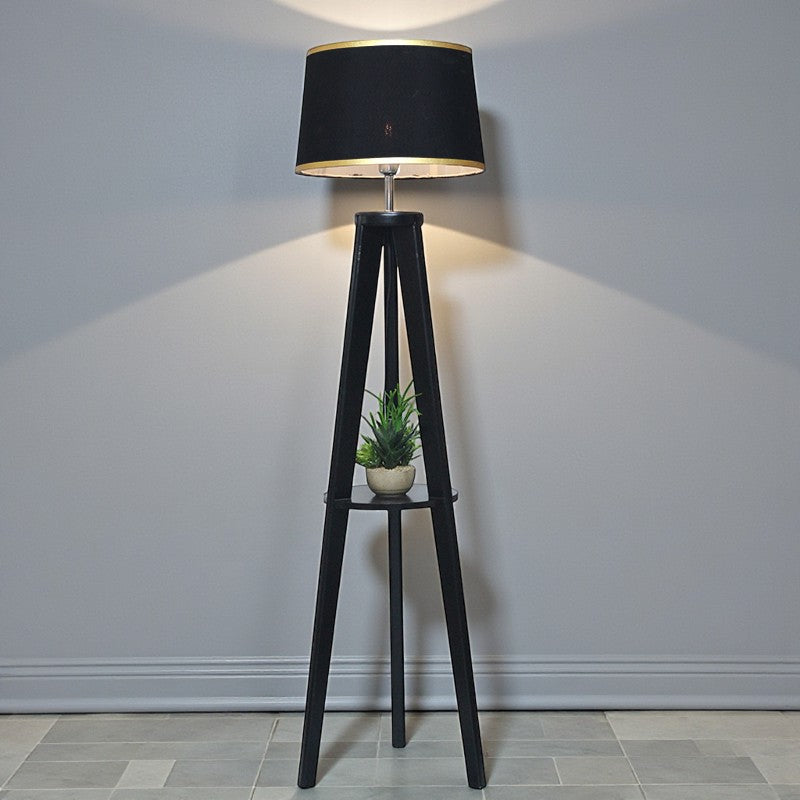Wooden Tripod Shelve Dark Brown Floor Lamp(Each)Delivery For Lahore Only for living rooms