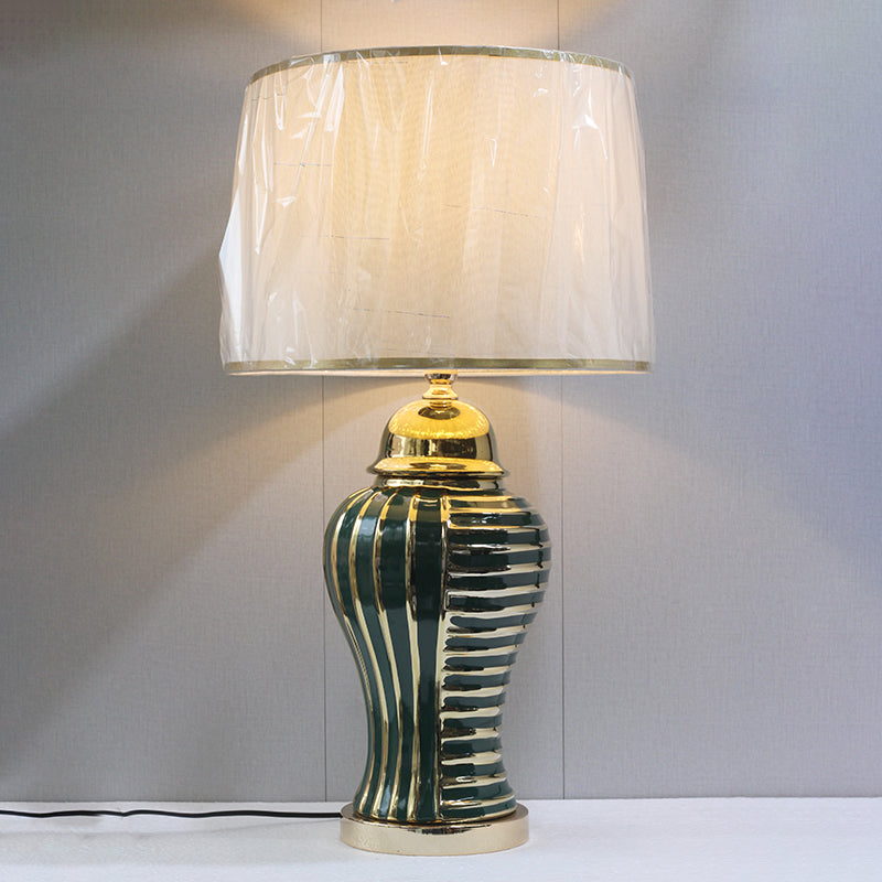 Ceramic Imported Model 989 Green & Golden Large Lounge Lamp (Pair) for bedrooms
