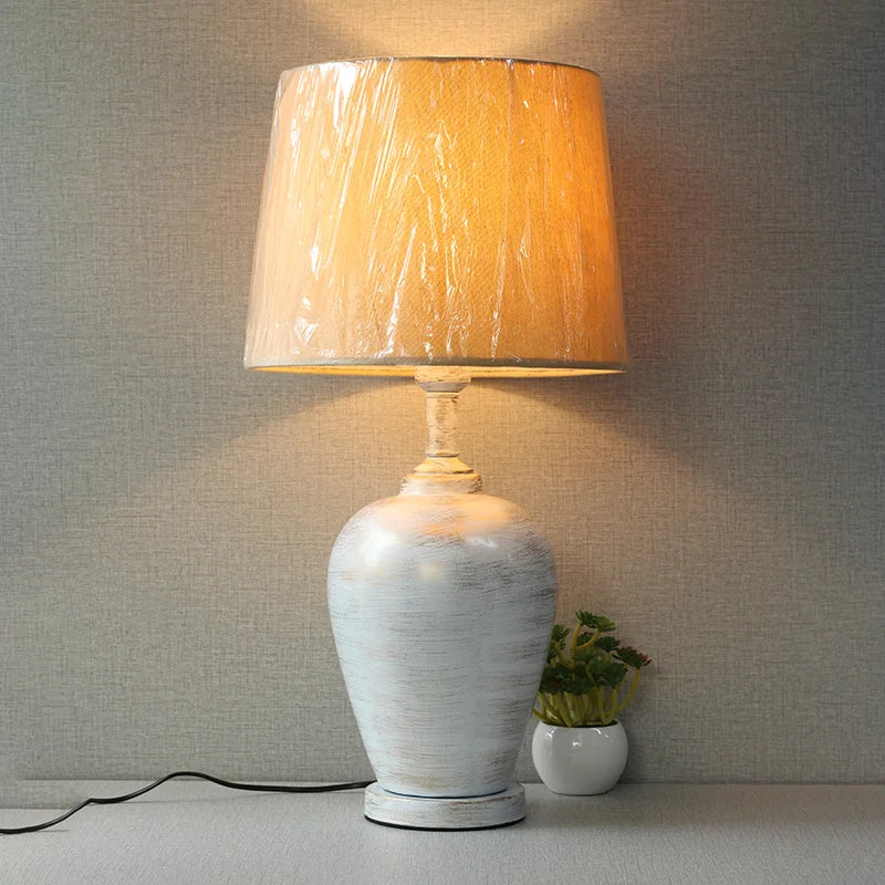 Ceramic K.Jar Rustic White Table lamps (Pair) for bedrooms