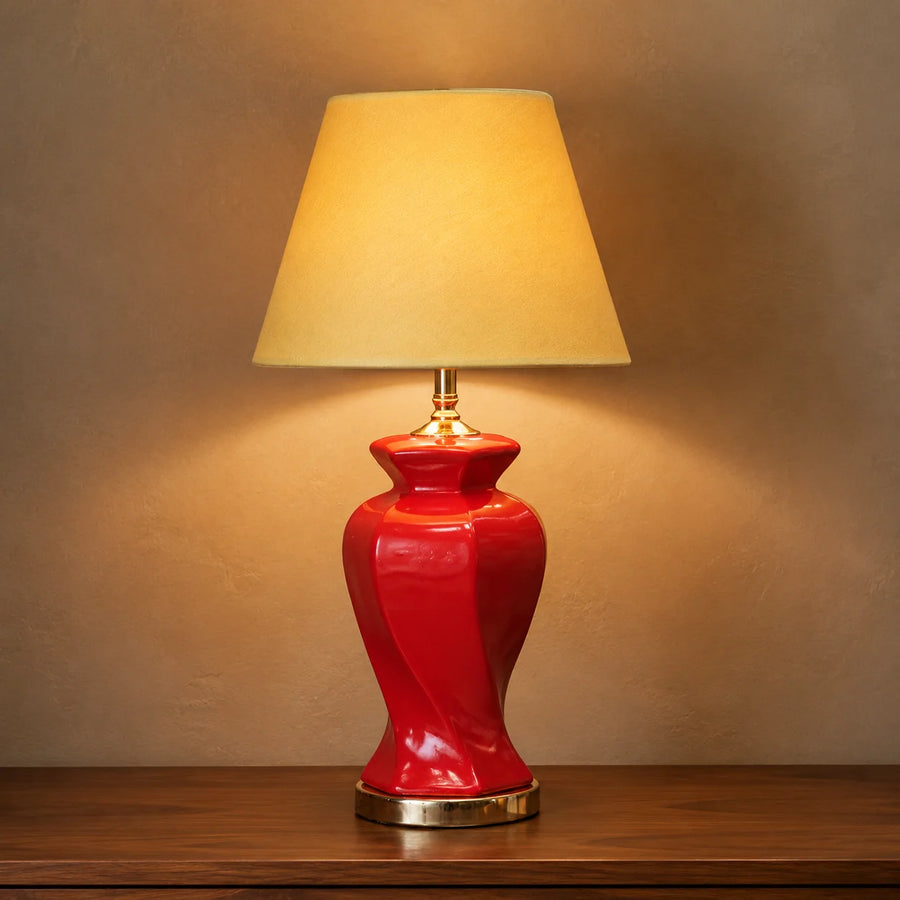 Ceramic Twister Chilli Red Medium Lamps (Pair)