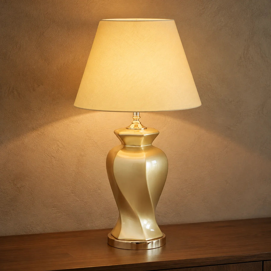 Ceramic Twister Golden Medium Lamps(Pair)