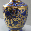 Bluepottry W 1371 Blue&Gold Surahi Jaar Vase (Each) Table Lamp for living rooms