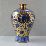 Bluepottry P 1368 Blue&Gold Small Neck Vase (Each) Table Lamp for living rooms