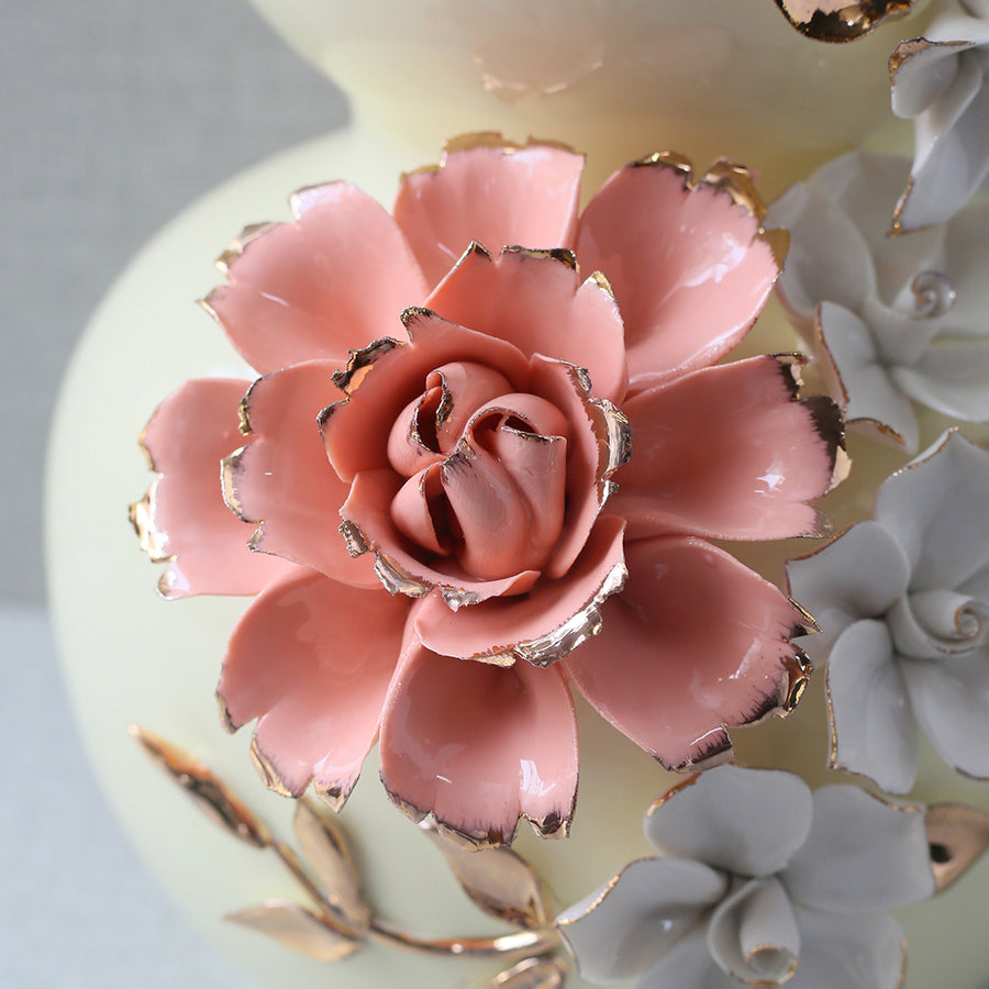 Porcelain Handmade Flower Bottle Cream K1364 large (Each) Table Lamp for living rooms