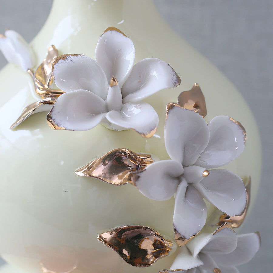 Porcelain Handmade Flower Bottle Cream K1364 large (Each) Table Lamp for living rooms