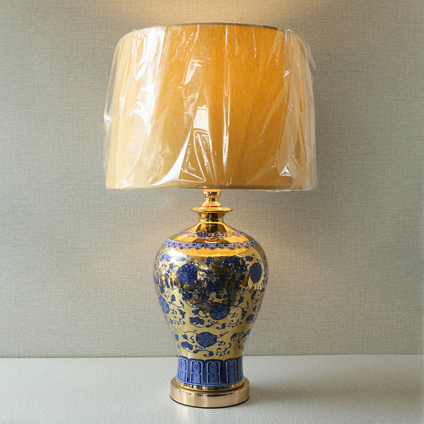 BluePot P 1368 Blue&Gold Small Neck Table Lamps (Pair) for bedrooms