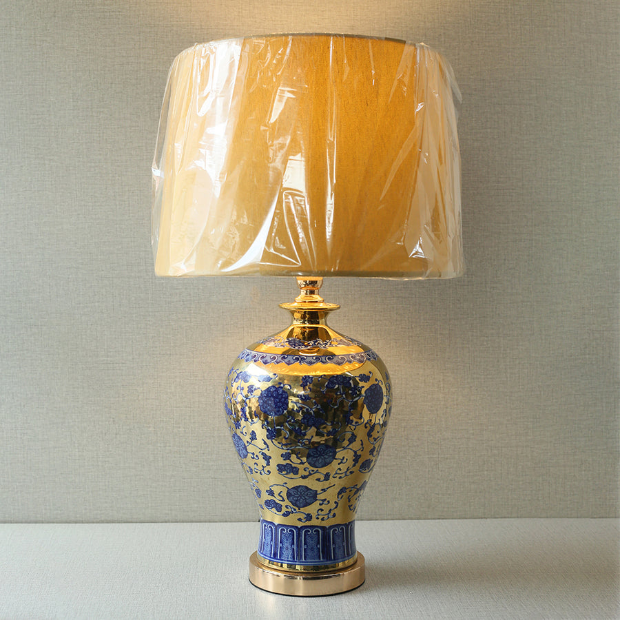 BluePot P 1368 Blue&Gold Small Neck Table Lamps (Pair) for bedrooms