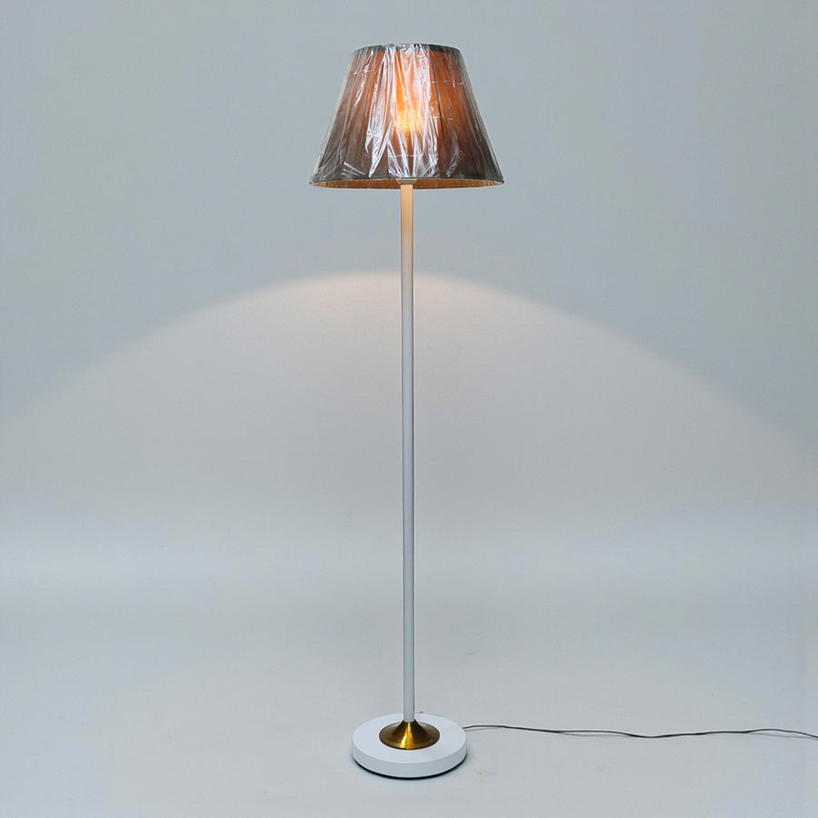 Metal Plain White Floor Lamp with Brass Plate (Each) for living rooms