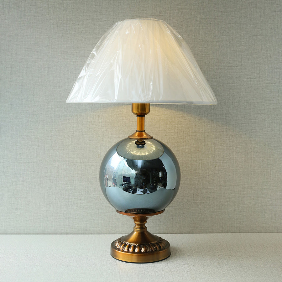 Black Glass Round Shape Table Lamp (Pair) for bedrooms