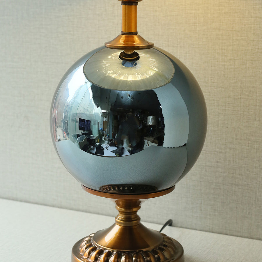 Black Glass Round Shape Table Lamp (Pair) for bedrooms