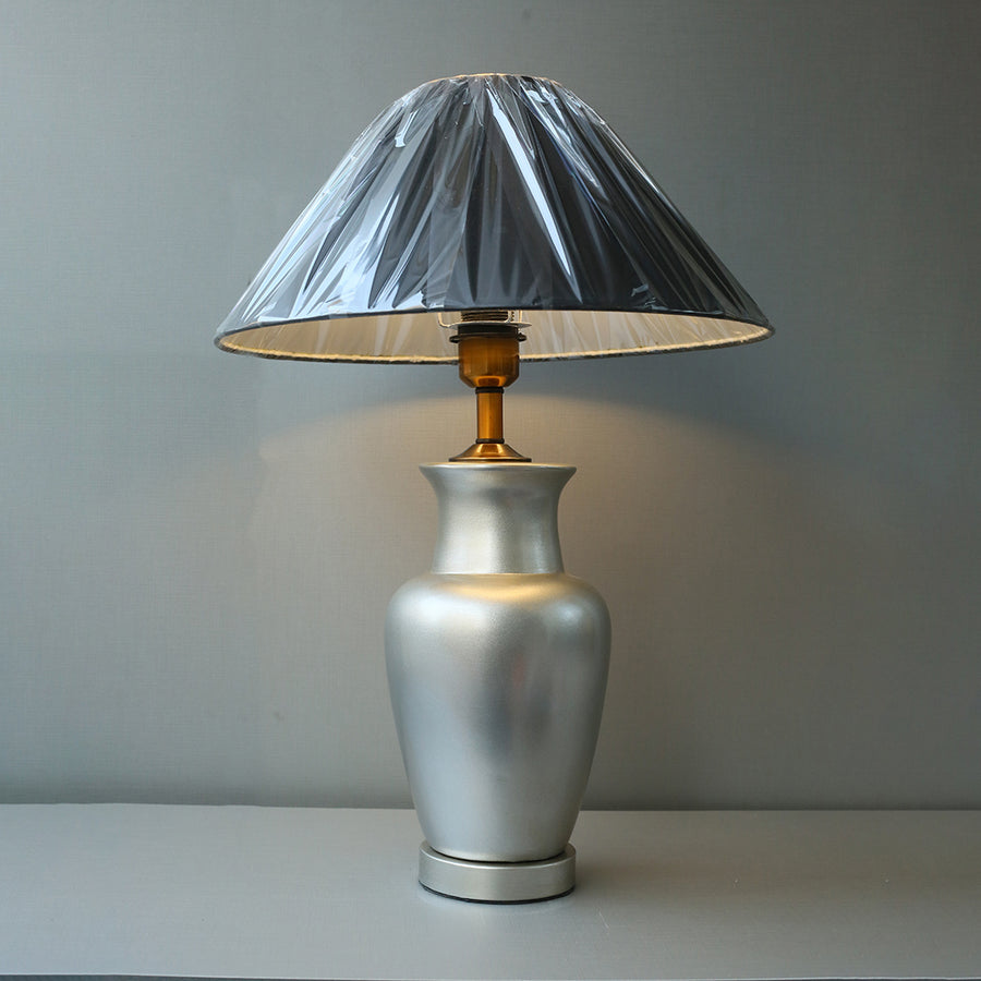 Ceramic Jar Silver Grey Medium Table Lamp (Pair) for bedrooms